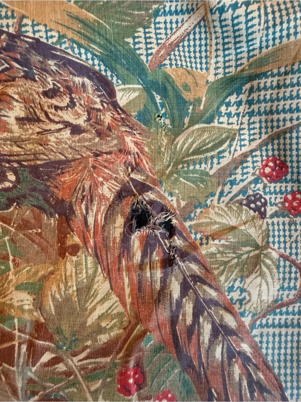 Pheasant Accent Pillow Cover in Red and Green